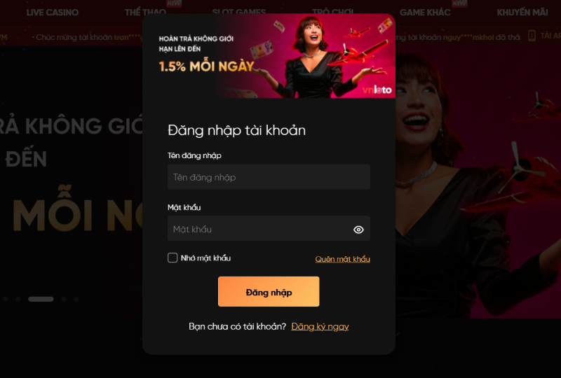 đăng nhập vnloto